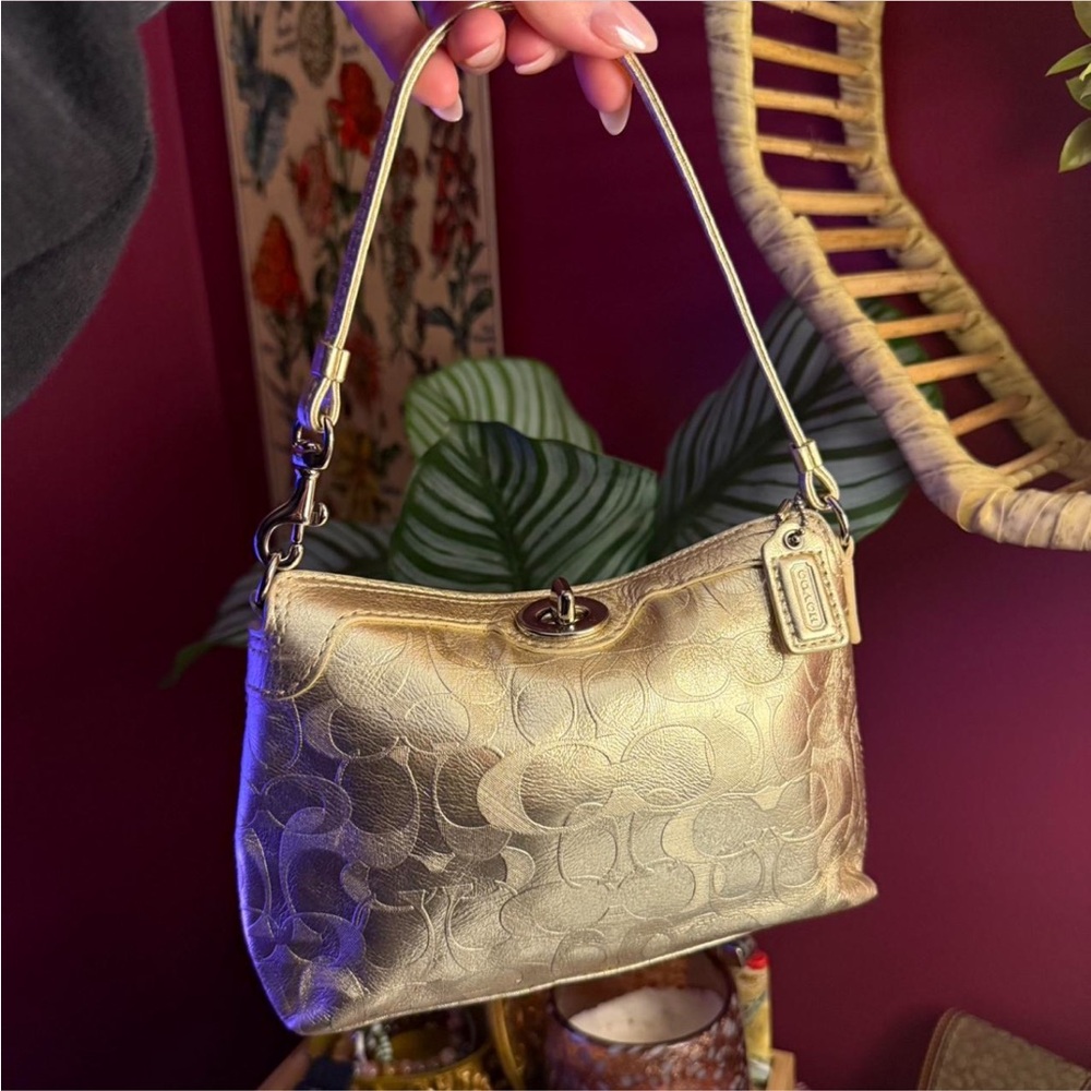 Y2K Mini Coach Gold Shoulder Bag